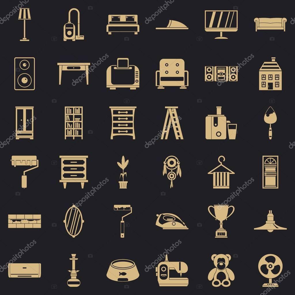 Home icons set. Simple style of 36 home vector icons for web for any design