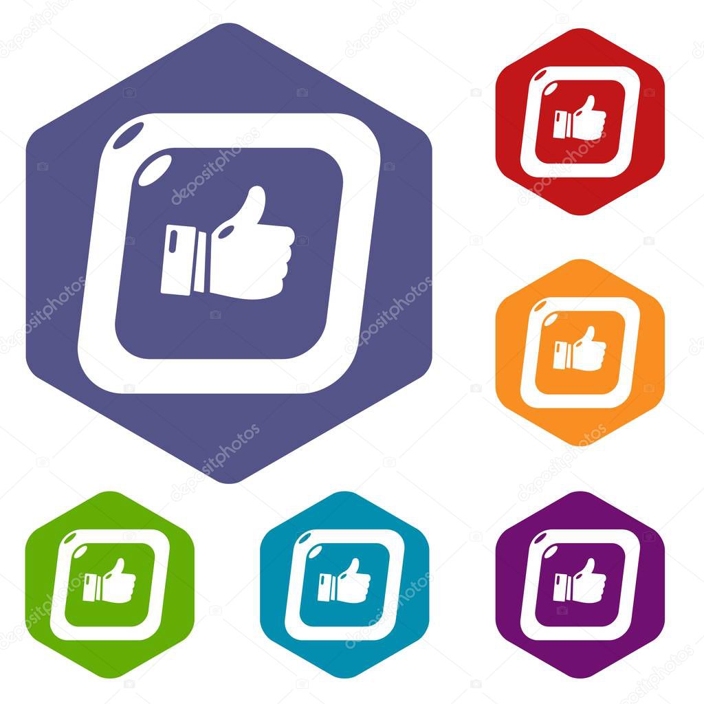 Thumbs up icons vector hexahedron