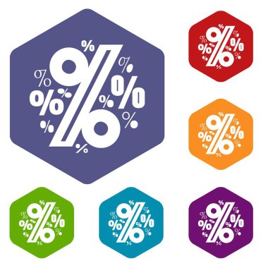 Yüzde simgeleri vektör hexahedron