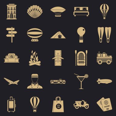 Icons set, basit tarzı hareket zamanı