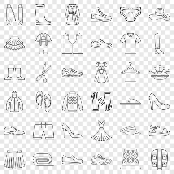 Hat icons set, outline style — Stock Vector
