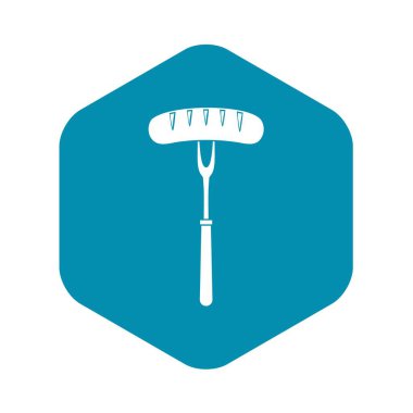 Sosis basit tarzı barbekü çatalı simgesine