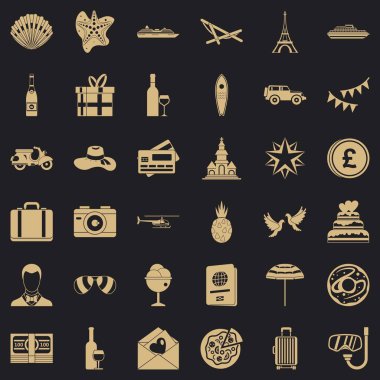 Pizza Icons set, basit tarzı