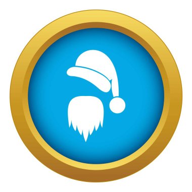Noel Baba şapka ve sakal simgesi mavi vektör izole