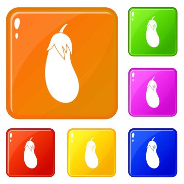 Patlıcan simgeler vektör renk ayarla