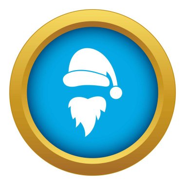 Noel Baba şapka ve sakal simgesi mavi vektör izole