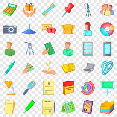 Office Icons set, karikatür tarzı