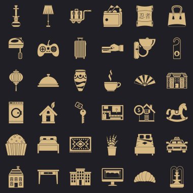 Otel Oda Icons set, basit tarzı