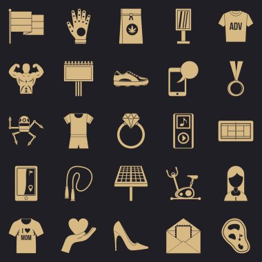 Tee gömlek Icons set, basit tarzı