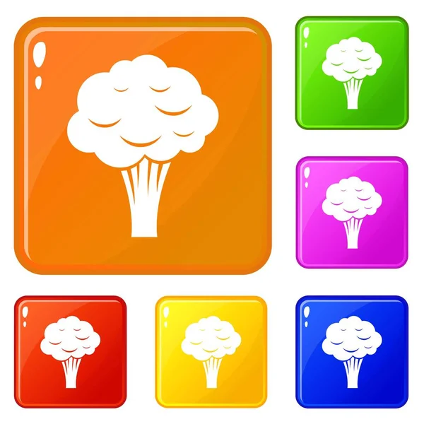 Broccoli iconen instellen vector kleur — Stockvector