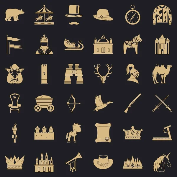 Conjunto de iconos de equitación, estilo simple — Vector de stock