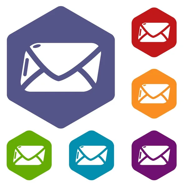 Iconos de correo vector hexaedro — Vector de stock