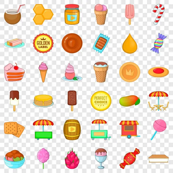 Confectionery icons set, cartoon style — Stock Vector