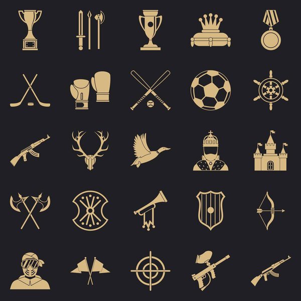 Prize icons set, simple style