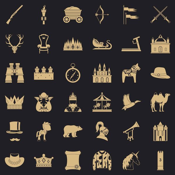 Unicorn icons set, simple style