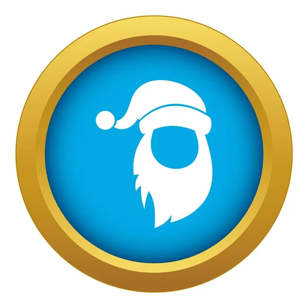 Czapka z pompon Świętego Mikołaja i brodę ikona niebieski wektor na białym tle — Wektor stockowy