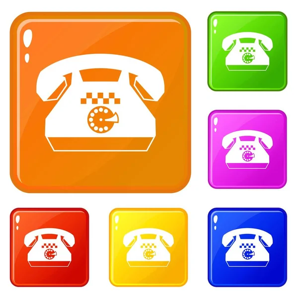 Taxi phone icons set vector color — Stock Vector