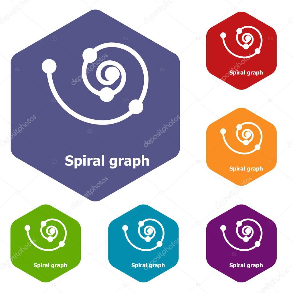 Spiral graph icons vector hexahedron