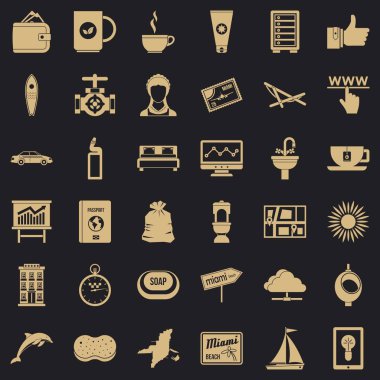 Seyahat Icons set, basit tarzı