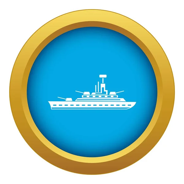 Askeri savaş gemisi simgesi mavi vektör izole — Stok Vektör