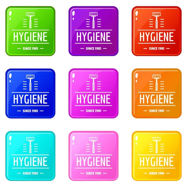 Igiene viso icone set 9 colori collezione — Vettoriale Stock