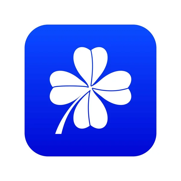 Trèfle à quatre feuilles icône numérique bleu — Image vectorielle