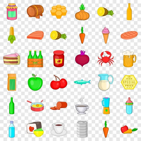 Conjunto de iconos nutricionales, estilo de dibujos animados — Vector de stock