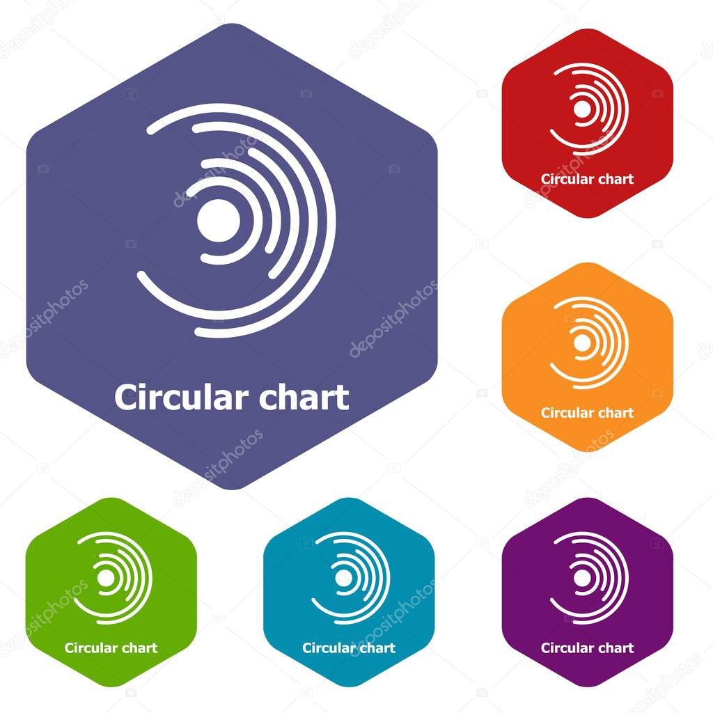 Circular chart icons vector hexahedron