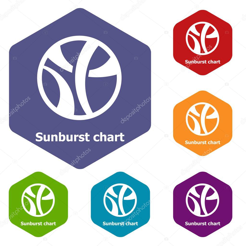 Sunburst chart icons vector hexahedron