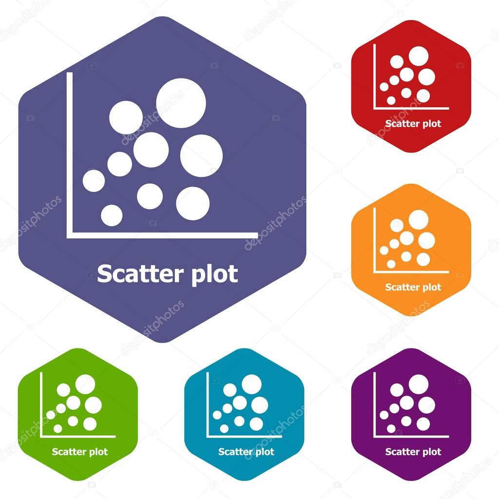 Scatter plot icons vector hexahedron
