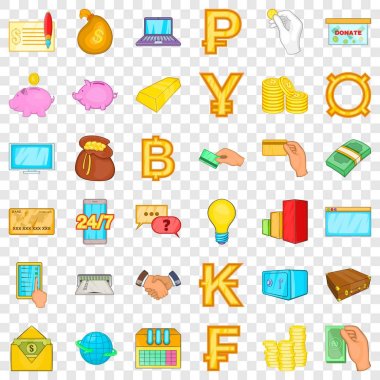 Para çantası Icons set, karikatür tarzı