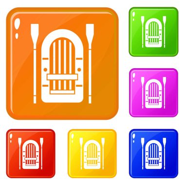 Kürekler simgeleri vektör renk ayarlamak ile Tekne