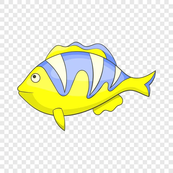 Ikon ikan bergaris tropis kuning, gaya kartun - Stok Vektor