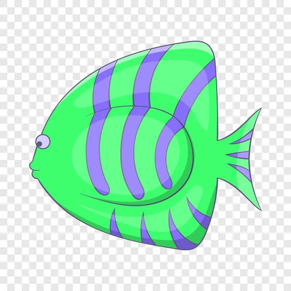 緑のストライプの魚アイコン、漫画のスタイル — ストックベクタ