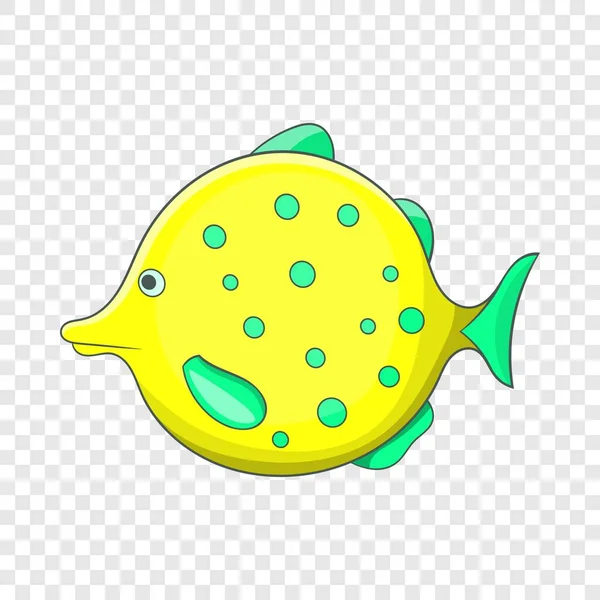 Yellow dotted fish icon, cartoon style — Stock Vector