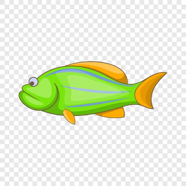 Икона зеленой рыбы, стиль мультфильма — стоковый вектор