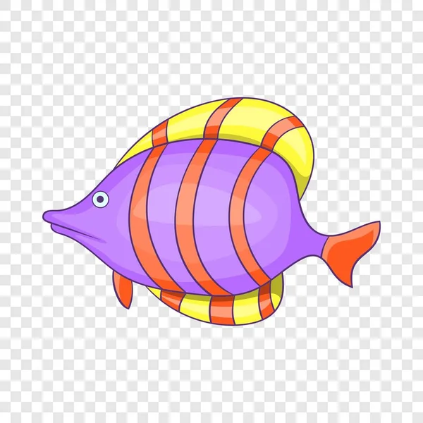 Fioletowe ryb z czerwonym paskiem ikona, stylu cartoon — Wektor stockowy