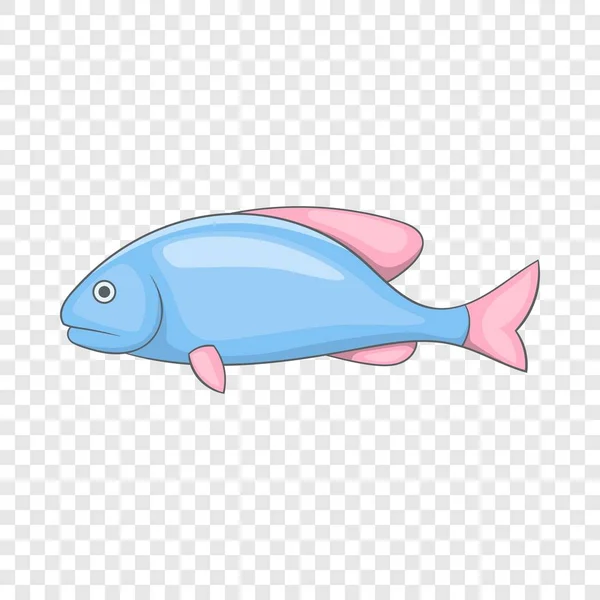 Pescado azul con el icono de las aletas rosas, estilo de dibujos animados — Archivo Imágenes Vectoriales