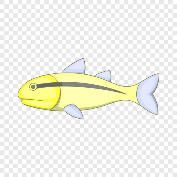 Poisson jaune avec icône à rayures noires, style dessin animé — Image vectorielle