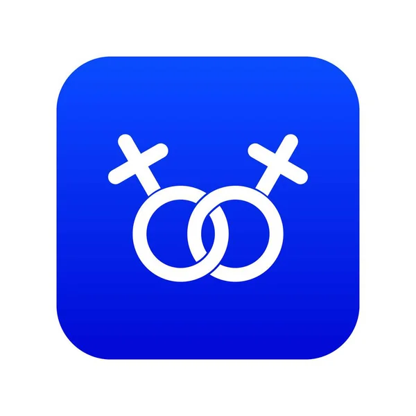 Lesbian love sign icon digital blue — Stock Vector