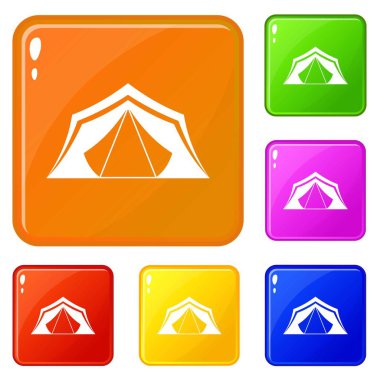 Çadır simgeler vektör renk ayarla