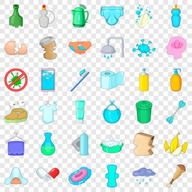 Hijyen Icons set, karikatür tarzı