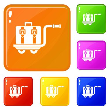 Bagaj sepeti simgeleri vektör rengini ayarlar