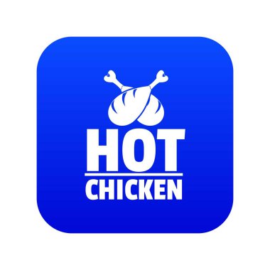 Sıcak tavuk simgesi mavi vektör