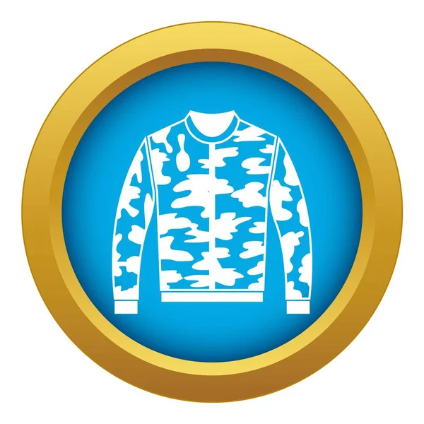 Camuflaje chaqueta icono azul vector aislado — Vector de stock