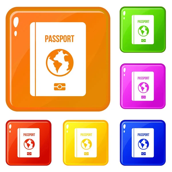 Векторний колір набору піктограм паспорта — стоковий вектор