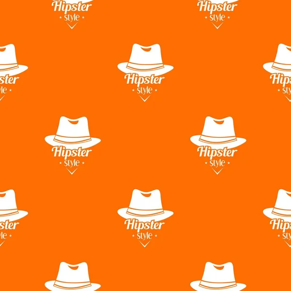 Hipster hat pattern vector orange — Stock Vector