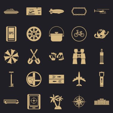 Yolculuk Icons set, basit tarzı