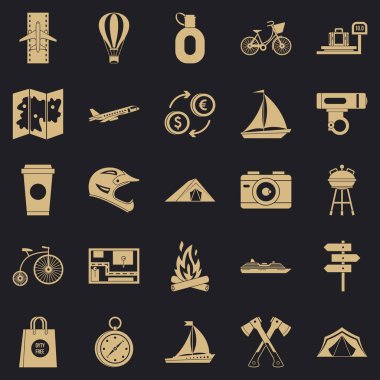 Icons set, basit tarzı gezme