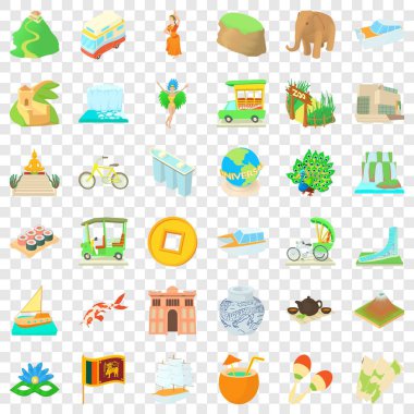 Turist Icons set, karikatür tarzı